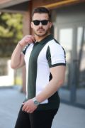 Erkek Kısa Kollu Polo Yakalı Blok Desenli Triko Bluz resmi